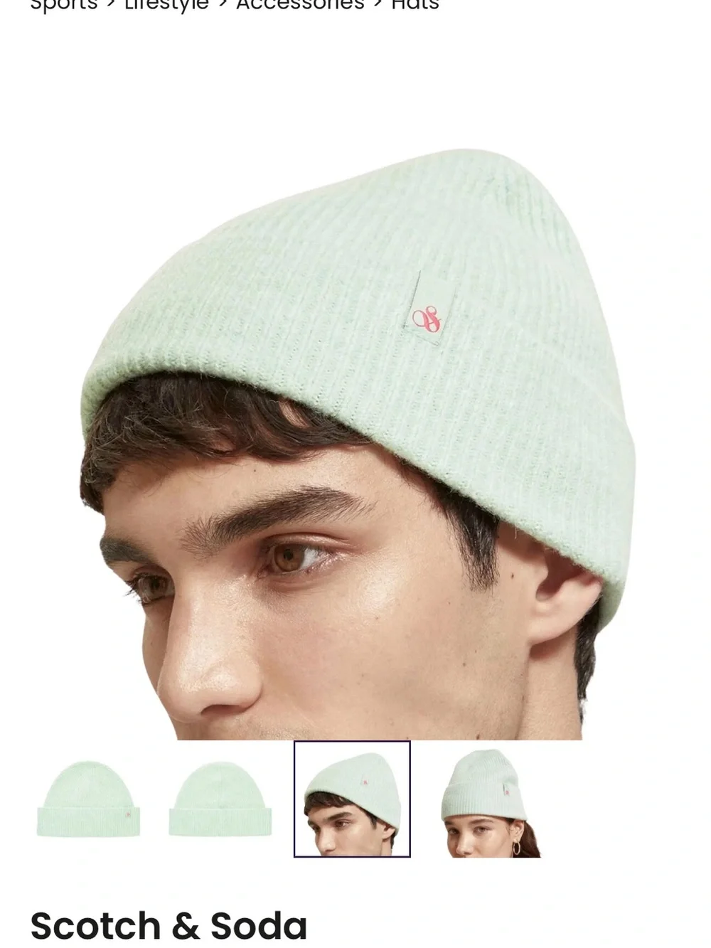 Scotch & Soda Mint Green Ribbed Cuff Beanie